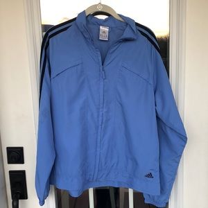 Adidas Boys Sky Blue Striped Zip Up Windbreaker Jacket XL
